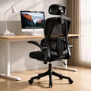 BlidShop Cadeira de Escritório Ergonômica Veneza, Tela Mesh Respirável, Suporte Lombar, Reclinável, Altura Ajustável, Capacidade 120kg (Preta)