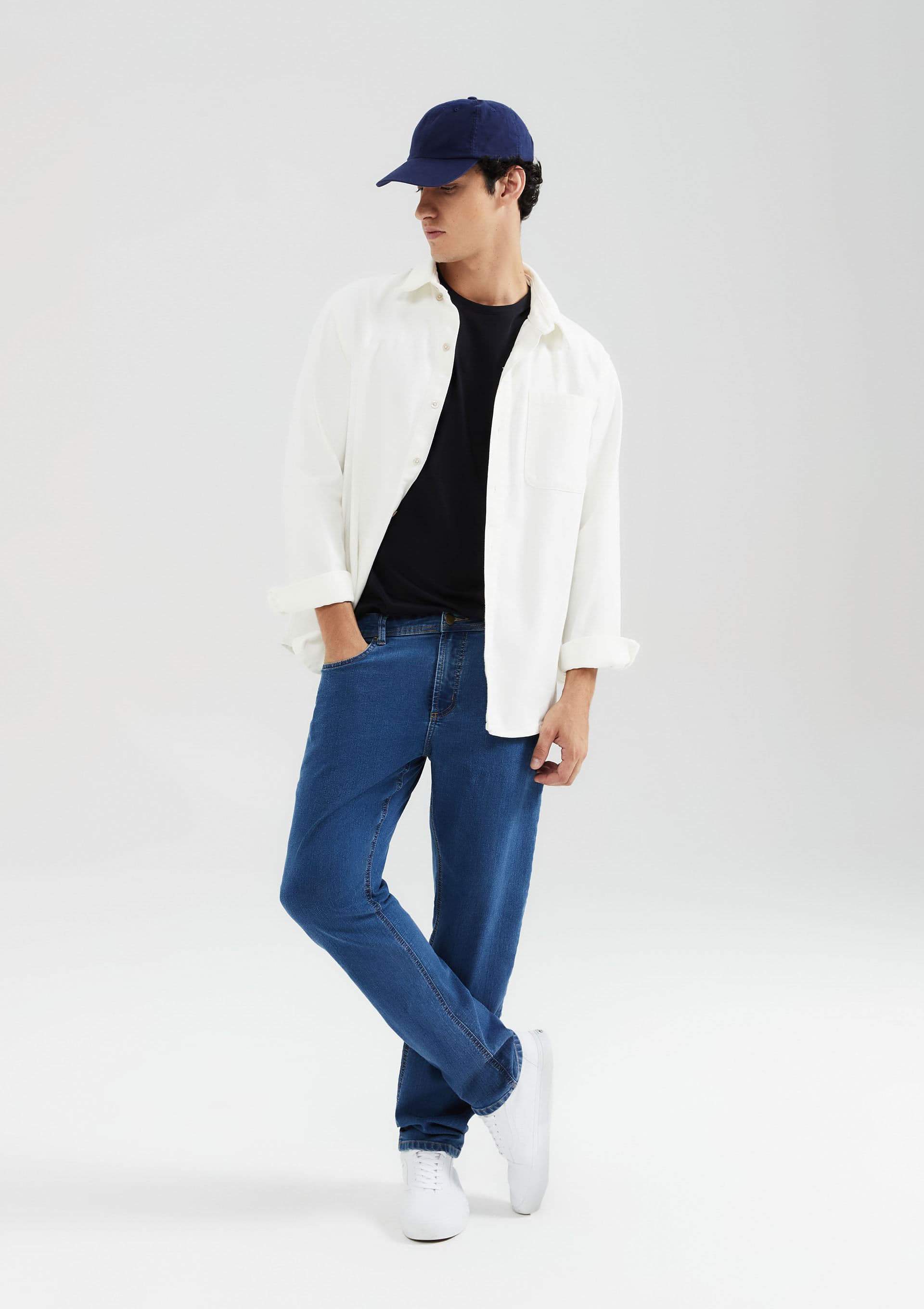 Calça Jeans Básica Masculina Slim - Azul