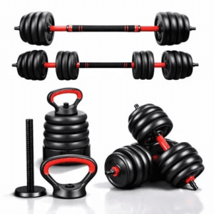Kit Halteres 6 em 1 Peso Musculação até 15kg Ahead Sports Ajustável Preto