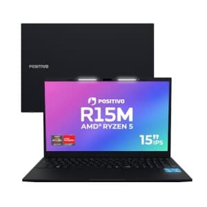 Notebook Positivo Vision R15M Ryzen 5 5625U 612 4.3GHz Zen 3 Radeon Vega 7 SSD NVME 256GB Ram 8GB Tela Full HD IPS 15,6" RamSSD expansiveis