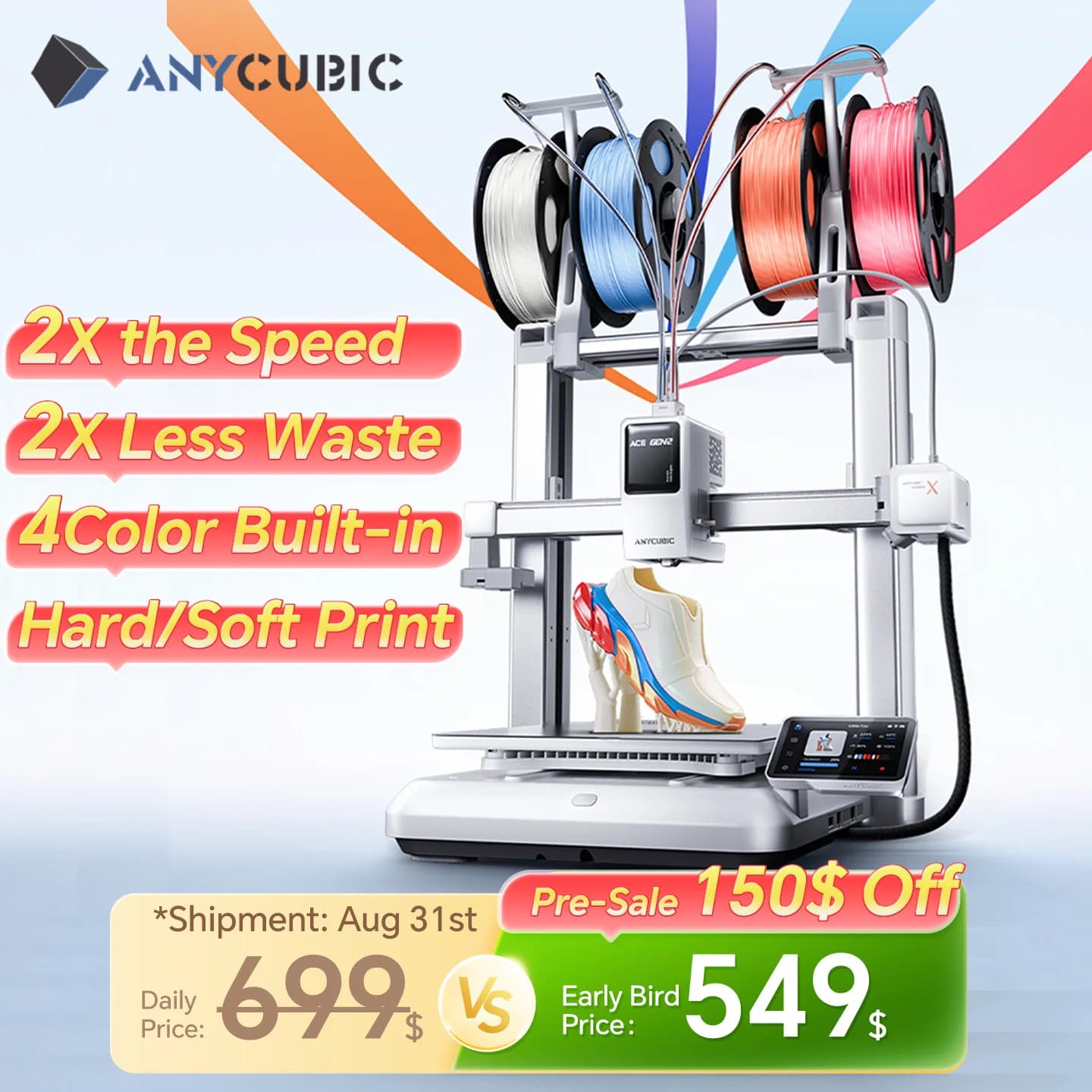 Impressora 3D ANYCUBIC Kobra X com velocidade máxima de impressão de 600mm/s, 2x mais economia de tempo e material, impressão em até 19 cores, detecção por IA. - AliExpress 7