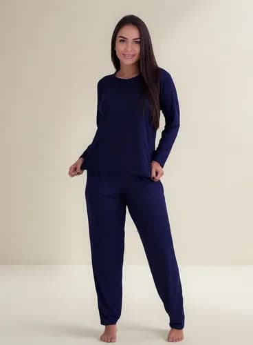 Pijama De Frio Feminino Longo Tecido Super Confortável
